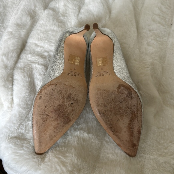 J. Crew Silver Metallic Leather Pumps Sz 9 - Picture 3 of 3